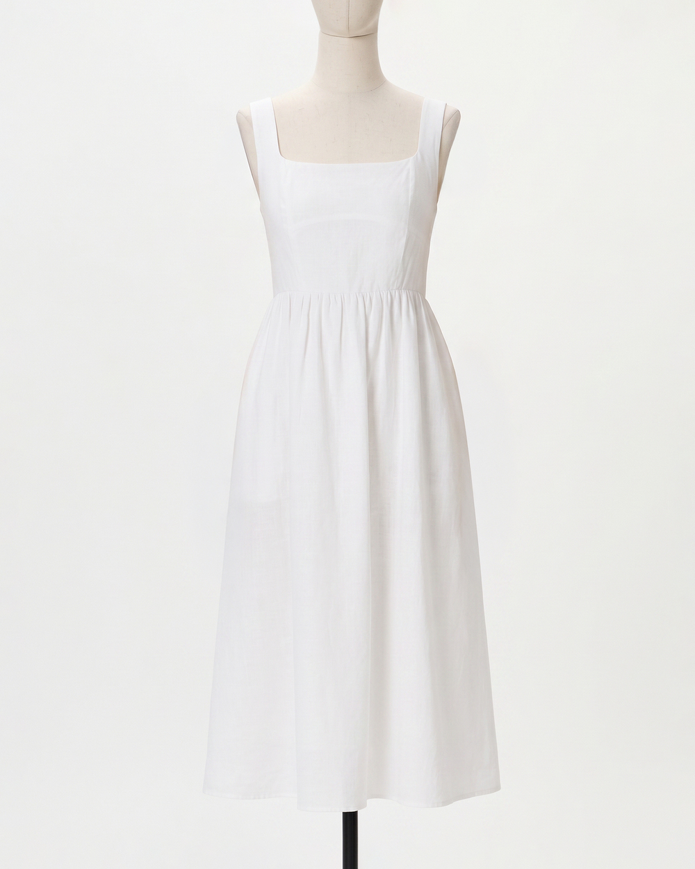 100% European Linen Fit & Flare Midi Dress